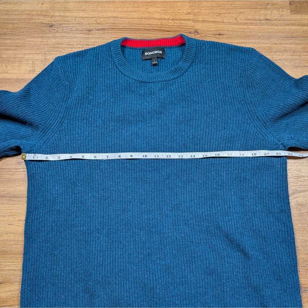 Bonobos Extra Fine Merino Wool Pullover Crewneck Sweater Mens Large Teal Classic - Picture 5 of 10